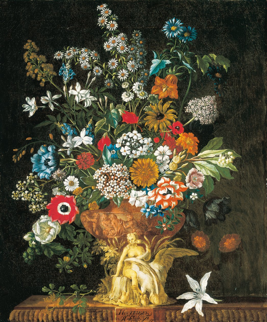 November, från The Twelve Months of Flowers, en blomkalender med stilleben av Pieter Casteels
