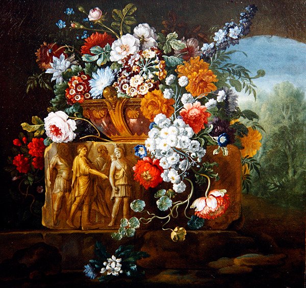 Rosor, pioner, tusenskönor och andra blommor av Pieter Casteels