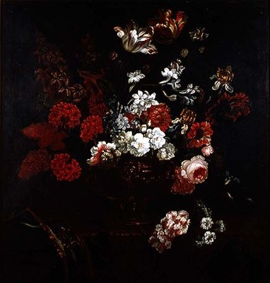 Stilleben av blommor i en kopparvas av Pieter Casteels
