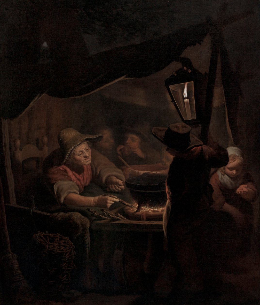 En munkmakare med levande ljus, 1815 av Pieter Christoffel Wonder