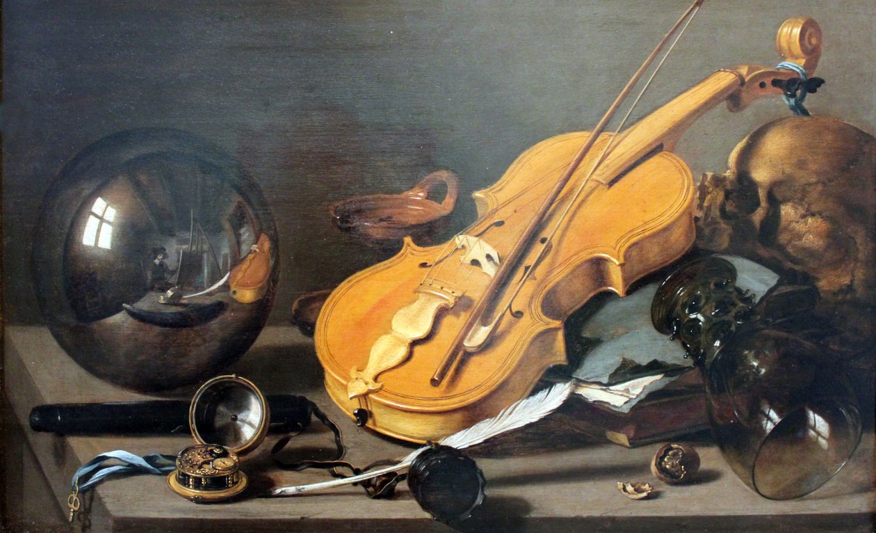 Tyska: Vanitas Still Life med självporträtt Vanitas Still Life med självporträtt av Pieter Claesz