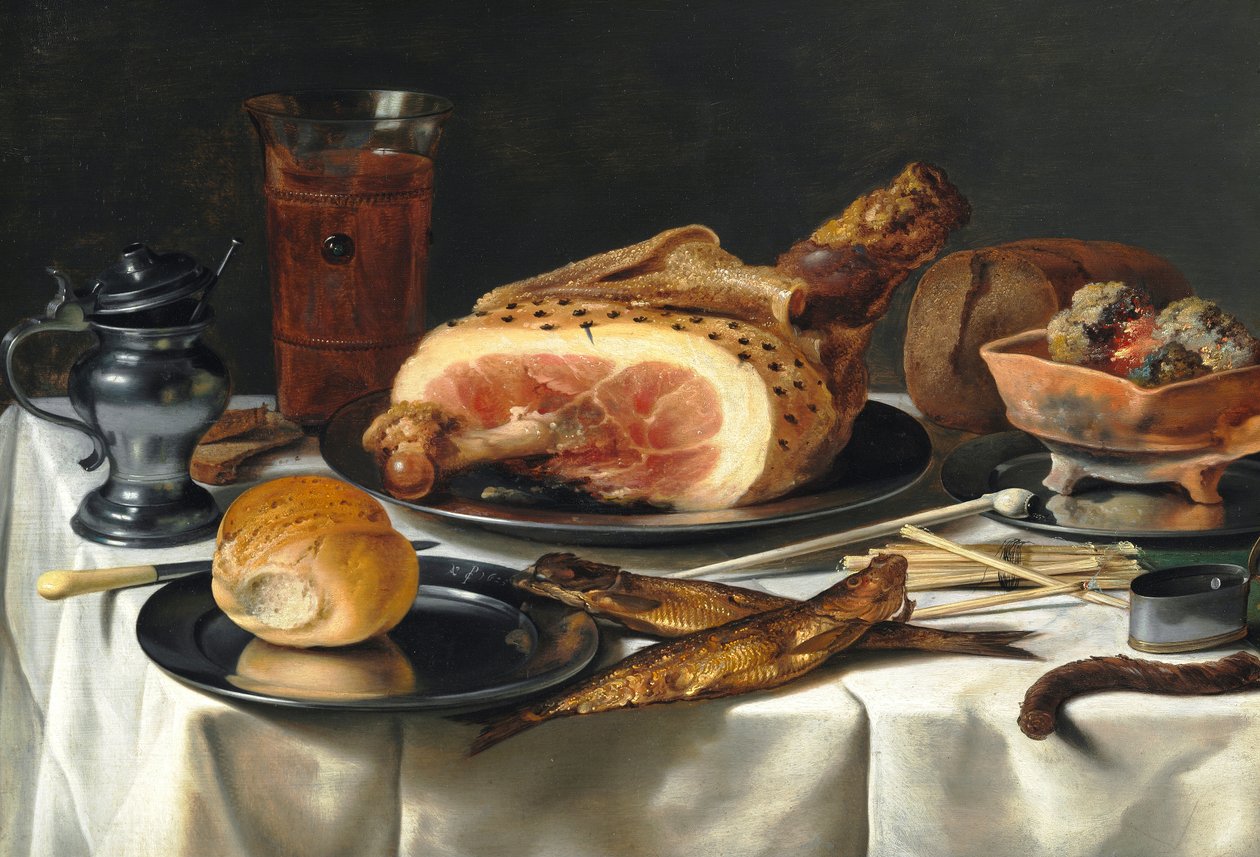 Stilleben med skinka av Pieter Claesz