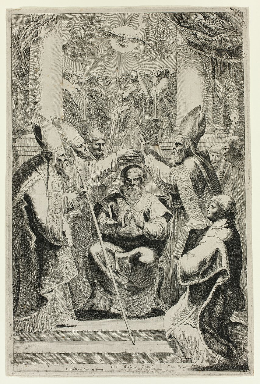Vigning av biskopen av Noyon med pingstscen ovanför av Pieter Claesz. Soutman