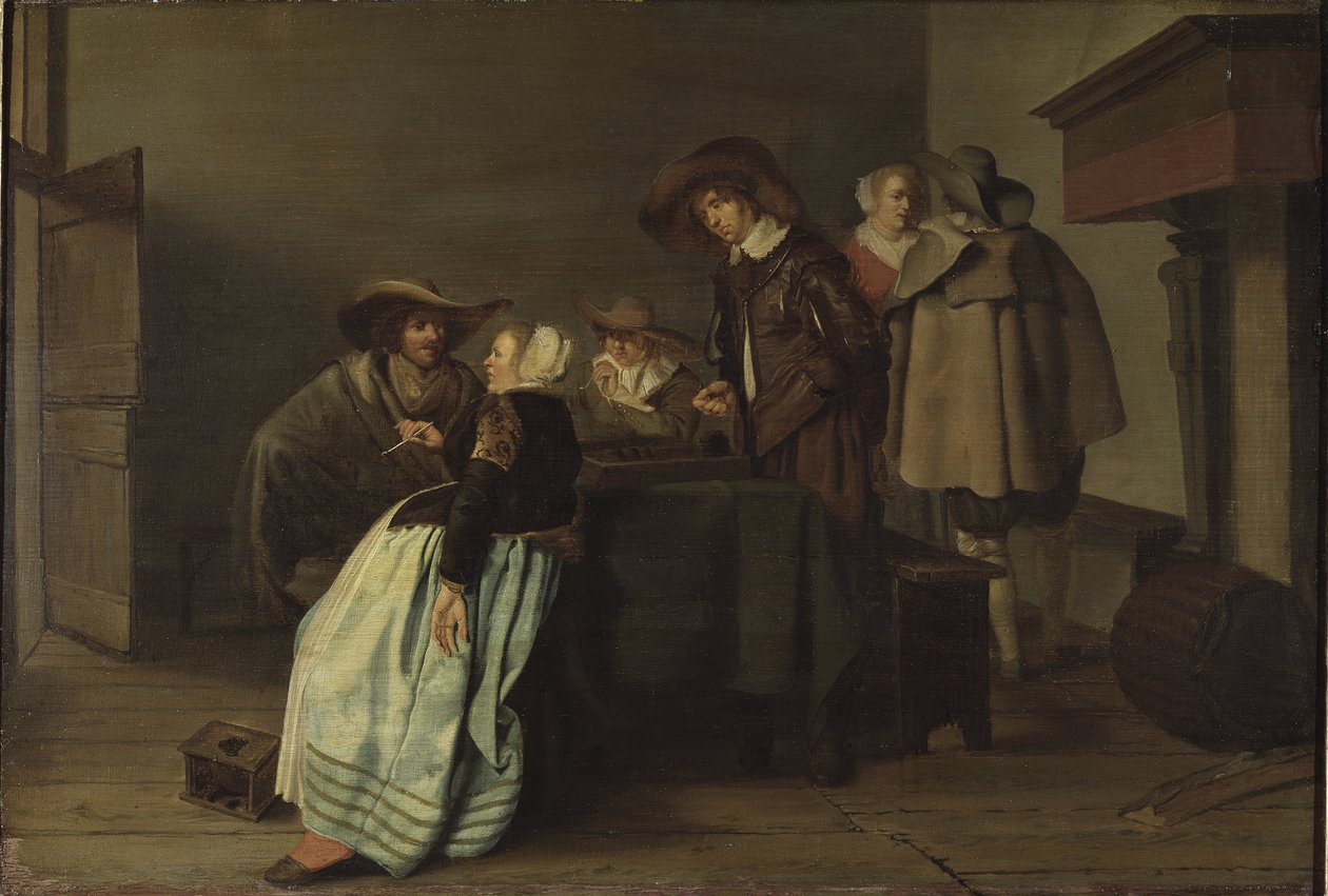 Une konversation - A Conversation, av Codde, Pieter (1599-1678). Olja på duk av Pieter Codde