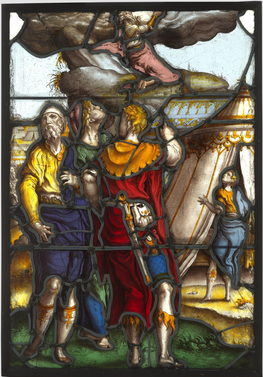 Fönsterglas föreställande Moses på berget Sinai av Pieter Coecke van Aelst (I) (circle of)
