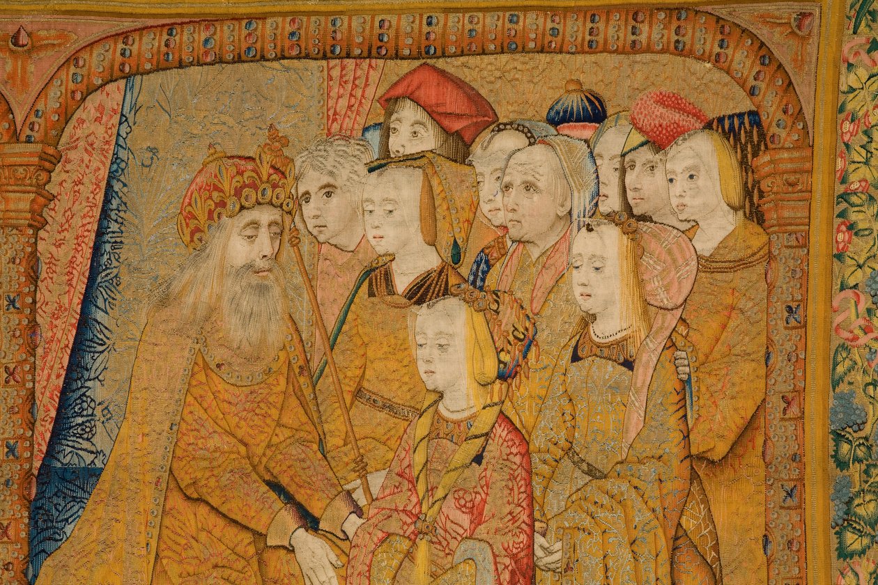 flamländsk gobeläng. Tillkännagivande. Detalj, c.1502-04 (guld, silver, siden och ull) av Pieter Coecke van Aelst