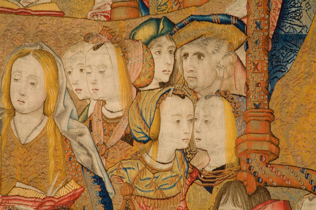 flamländsk gobeläng. Tillkännagivande. Detalj, c.1502-04 (guld, silver, siden och ull) av Pieter Coecke van Aelst