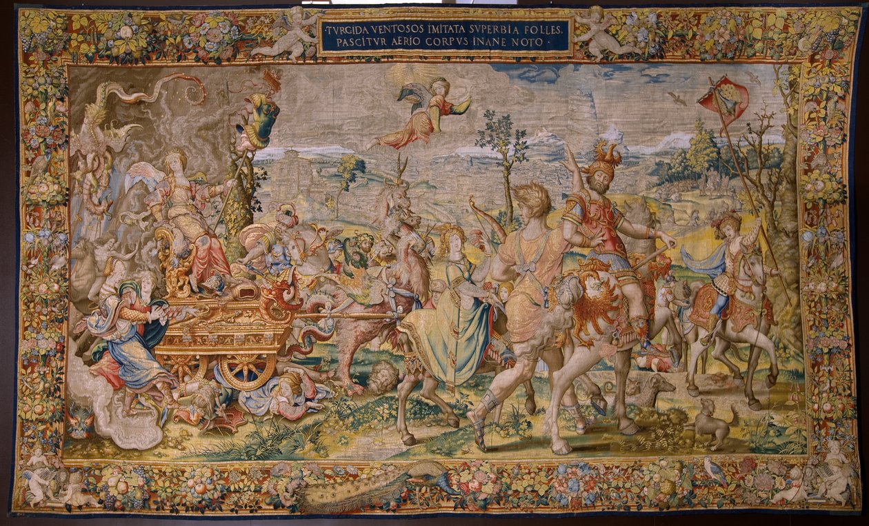 flamländsk gobeläng. Serie De sju huvudsynderna: Fåfänga (stolthet). Serietecknaren Pieter Coecke van Aelst. Atelier i Bryssel. ca 1542-1544. av Pieter Coecke van Aelst