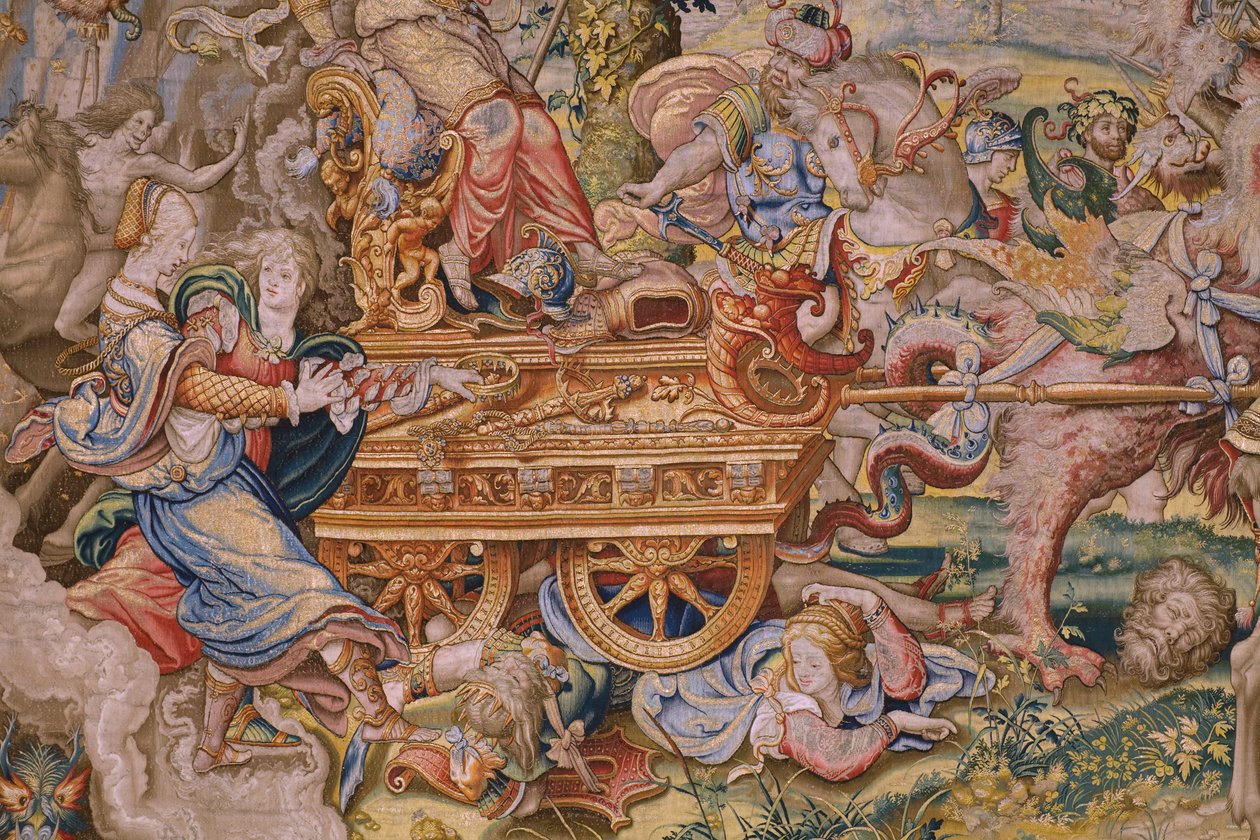 flamländsk gobeläng. Serie De sju huvudsynderna (De sju dödssynderna): Fåfänga (stolthet). Serietecknaren Pieter Coecke van Aelst. Workshop i Bryssel. Omkring 1542-1544. av Pieter Coecke van Aelst