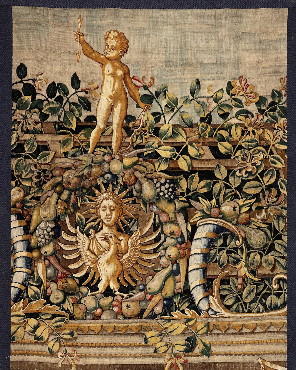 Vertumnus och Pomona: Vertumnus förvandlades till en fiskare, ca 1550 (guld, ull och siden) av Pieter Coecke van Aelst