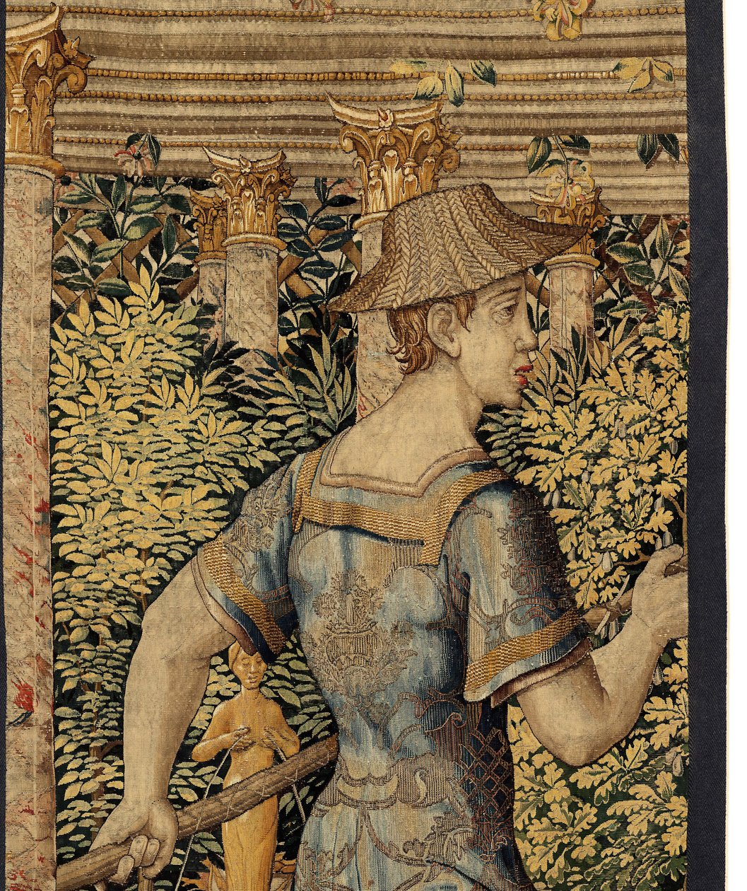 Vertumnus och Pomona: Vertumnus förvandlades till en fiskare, ca 1550 (guld, ull och siden) av Pieter Coecke van Aelst