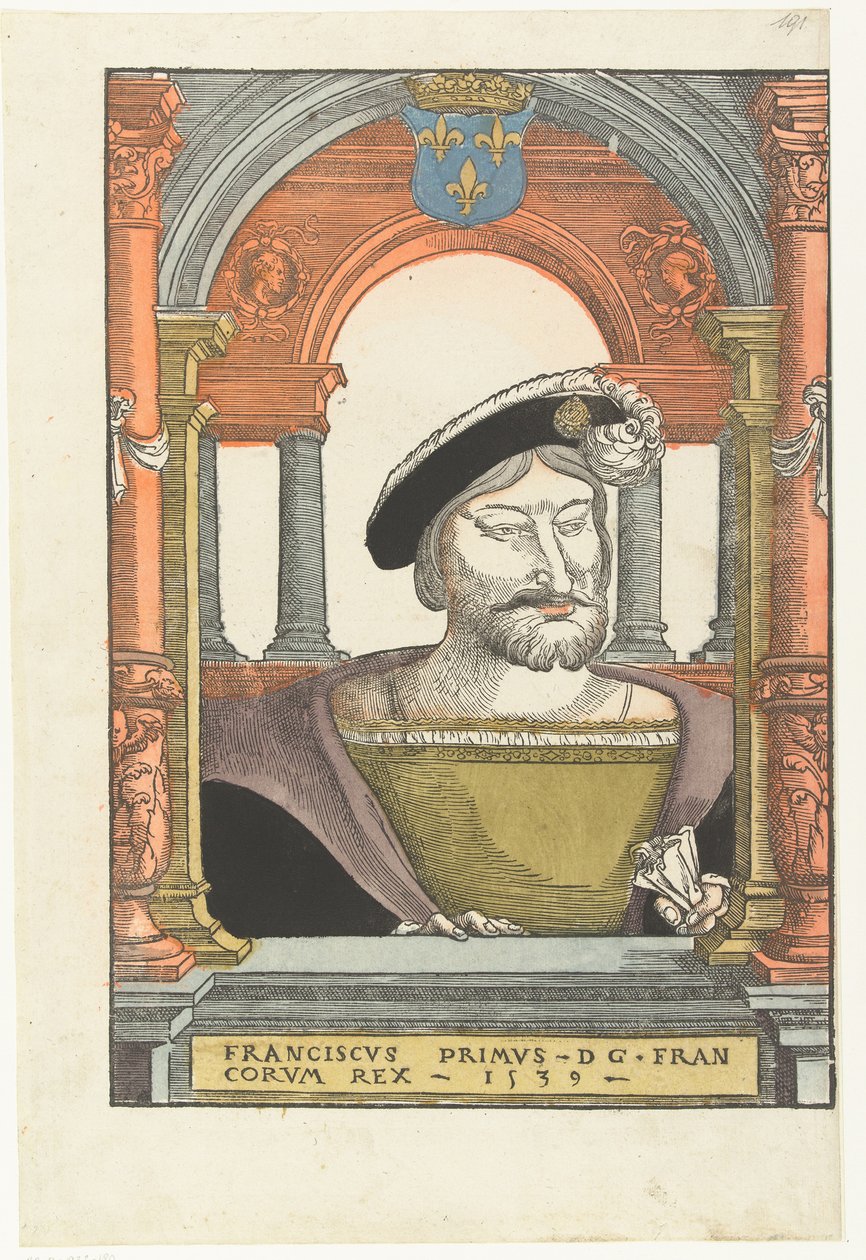 Porträtt av Franciskus I 1494-1547, kung av Frankrike, hertig av Bretagne, greve av Provence, 1539 av Pieter Coecke van Aelst