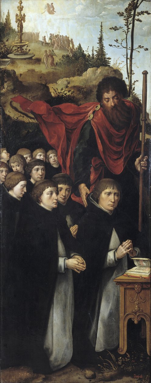 Aposteln Sankt Jakob den store med predikanter Höger panel av Triptyken The Last Judgment av Pieter Coecke van Aelst