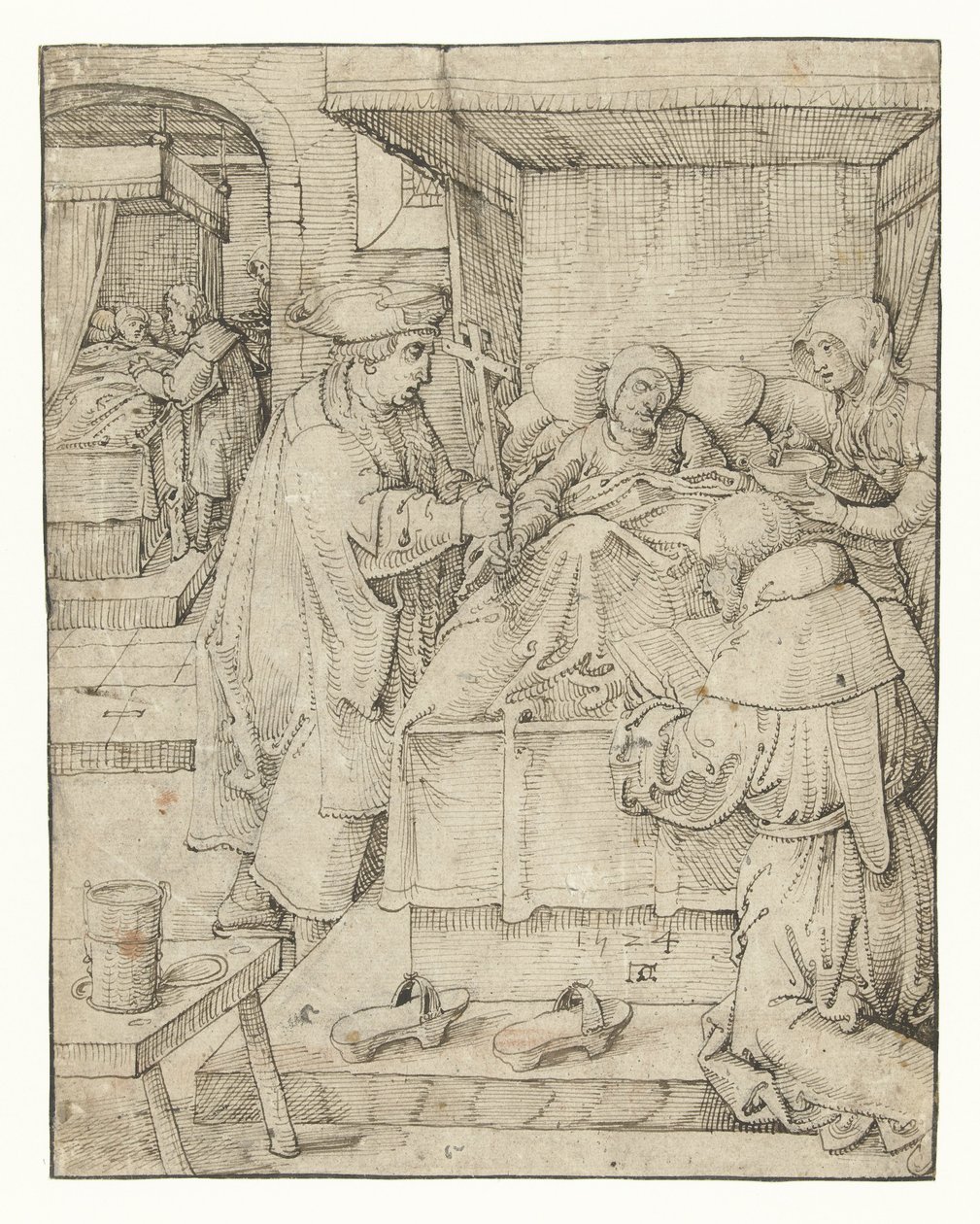 Att ta hand om de sjuka Works of Mercy (serietitel) av Pieter Cornelisz. genaamd Kunst