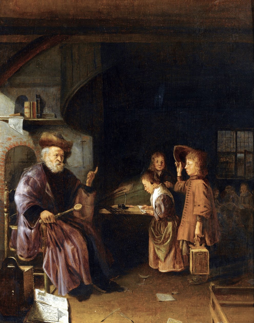 En skolmästare som undervisar sina elever i ett klassrum av Pieter Cornelisz van Egmondt av Pieter Cornelisz van Egmondt