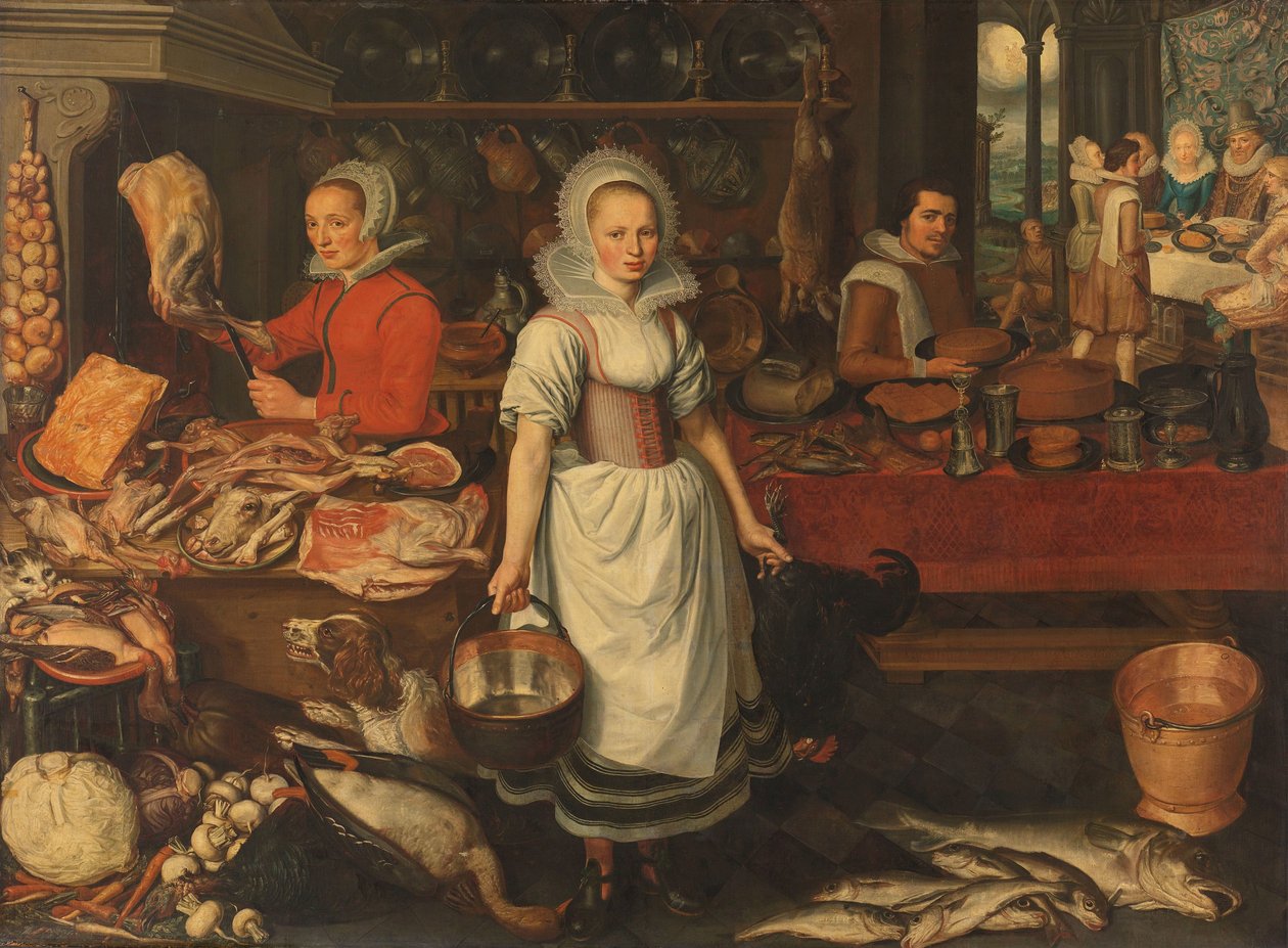Köksscen med liknelsen om den rike mannen och den fattige Lasarus av Pieter Cornelisz. van Rijck (attributed to)