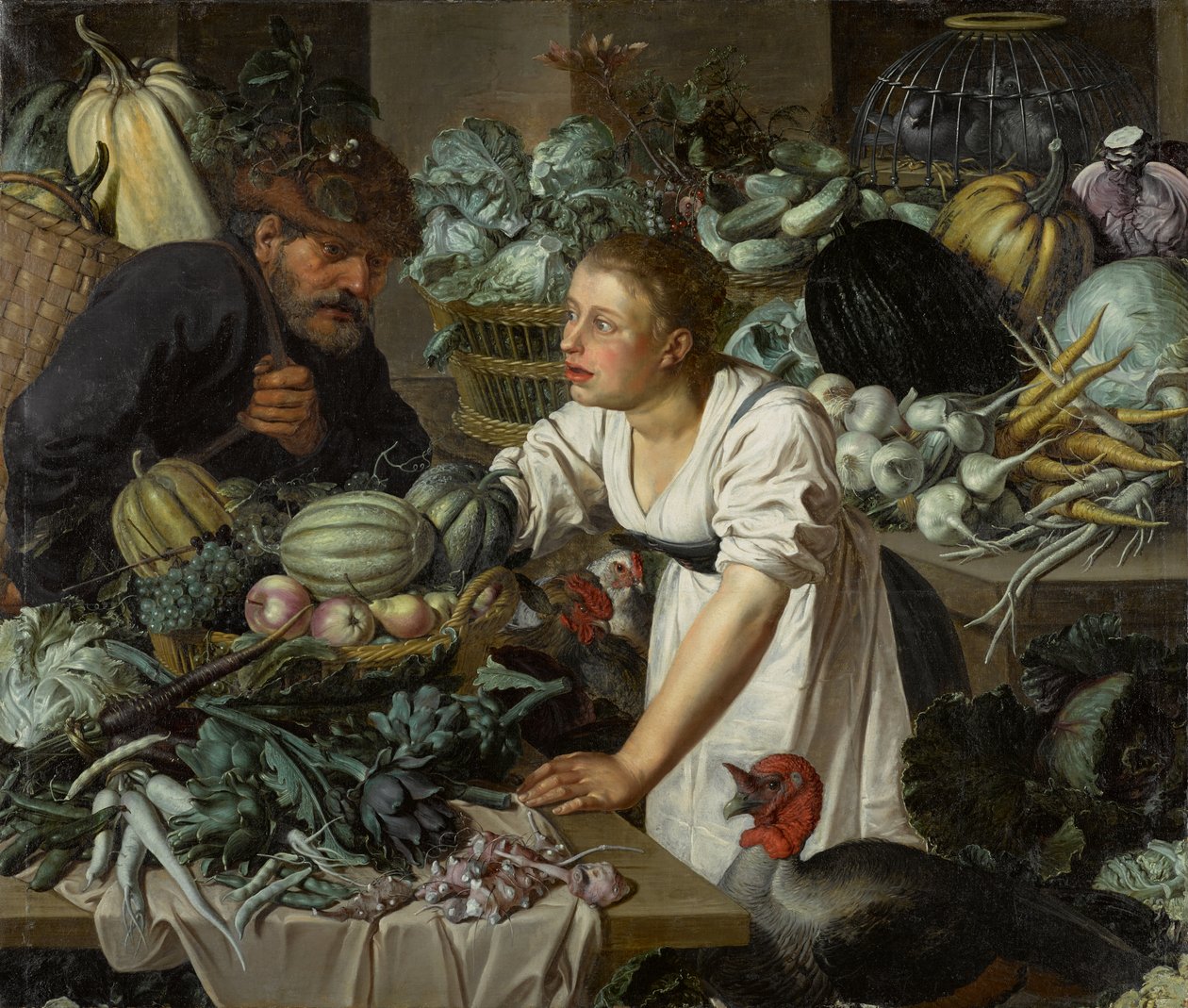 Stilleben med två figurer av Pieter Cornelisz. van Rijck