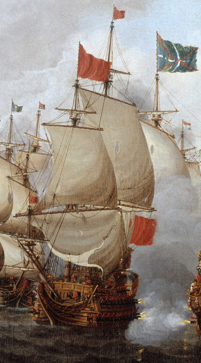 HMS Royal Oak (1664) - De fyra dagarnas strid, 1-4 juni 1666 RMG BHC0285 (beskuren) av Pieter Cornelisz van Soest