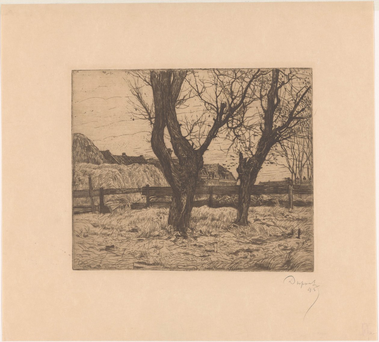 Pollard vide på en äng av Pieter Dupont (signed by artist)