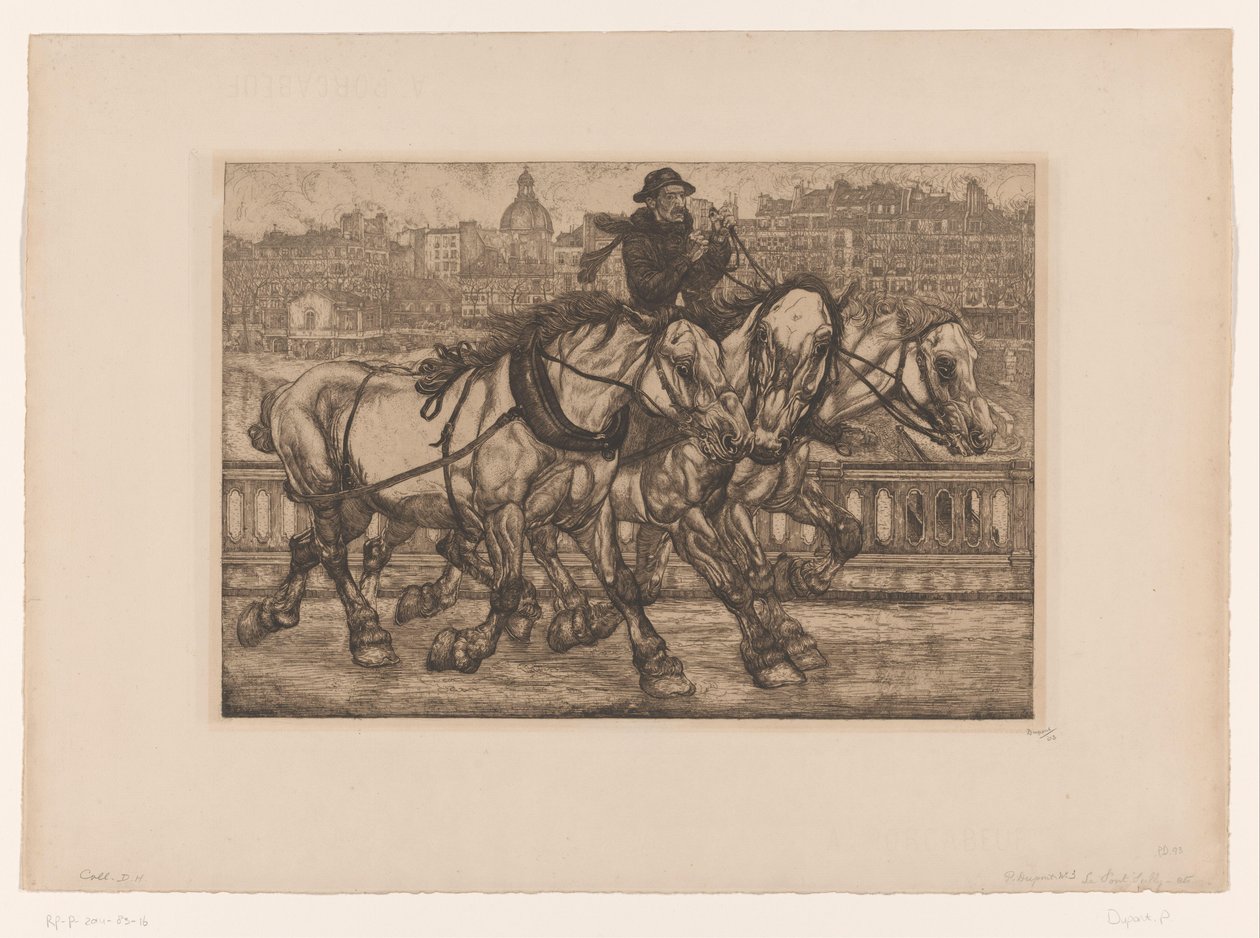 Hästar på Pont Sully i Paris L