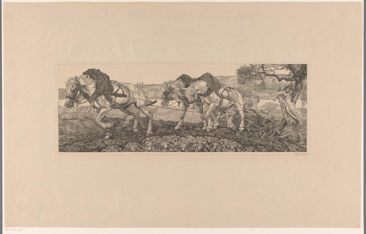 Plöjande hästar (originaltitel) av Pieter Dupont (signed by artist)
