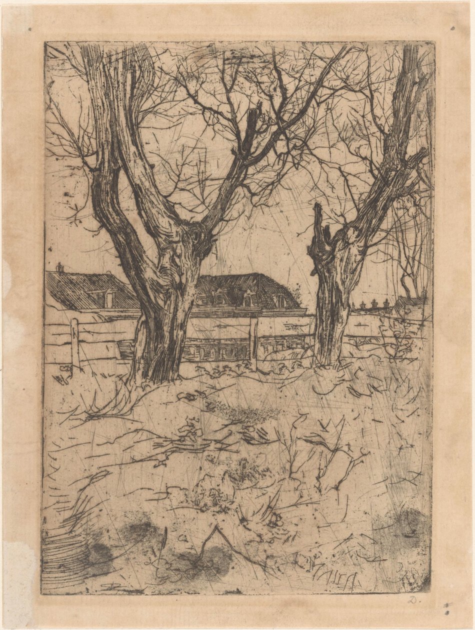 Två pillar framför ett staket av Pieter Dupont (signed by artist)