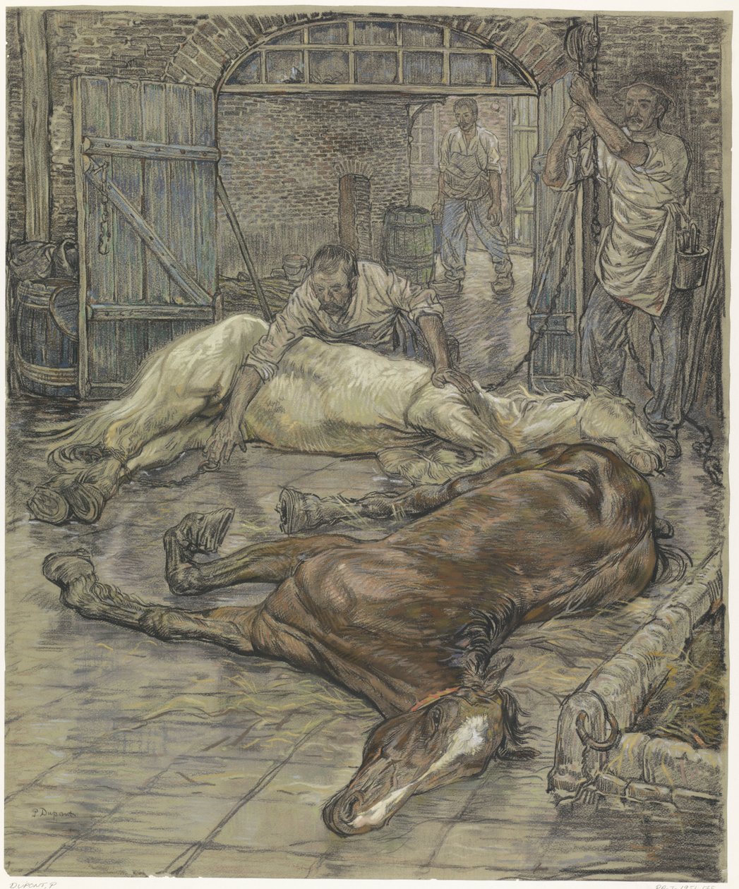 Slakten av två hästar av Pieter Dupont