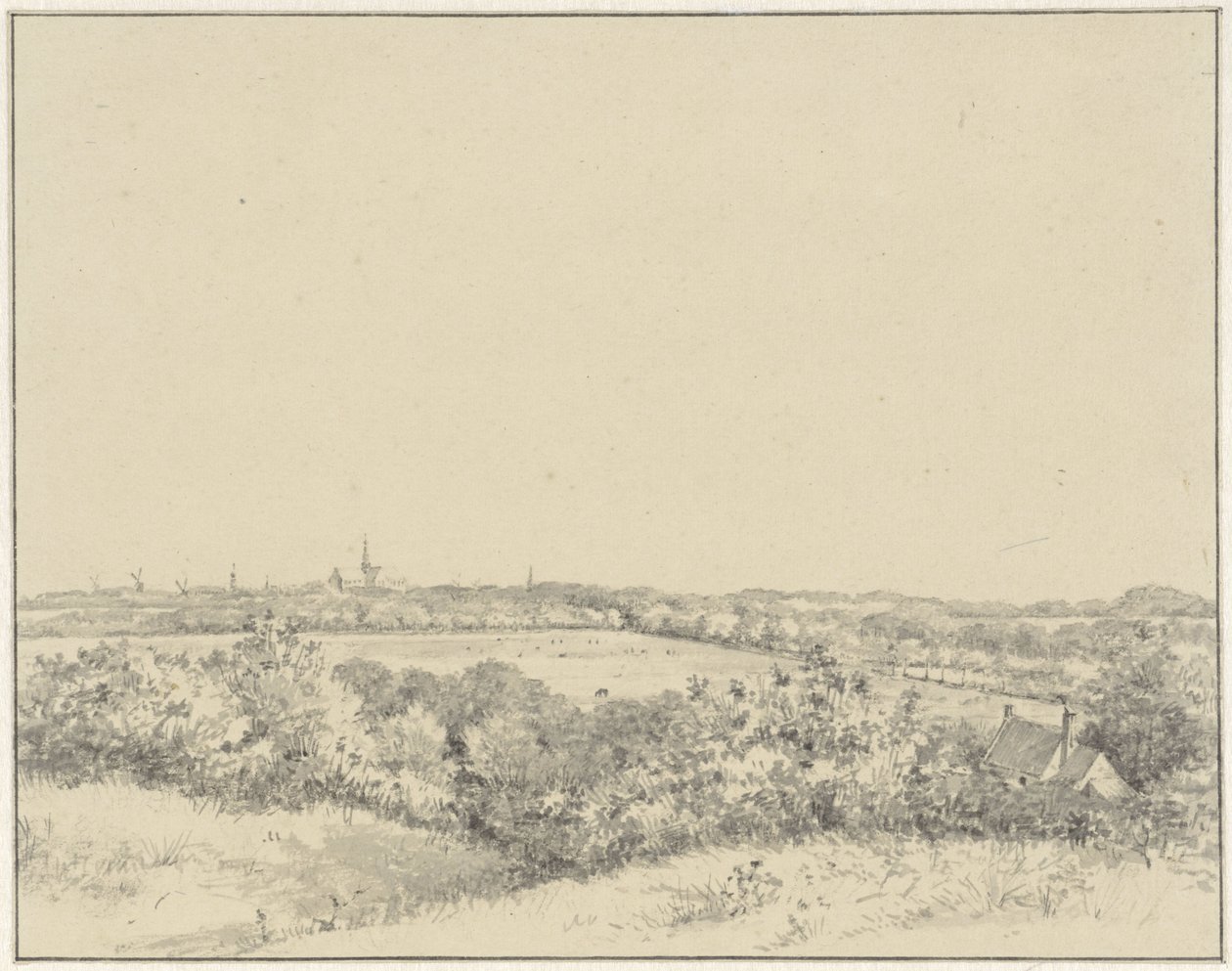 Utsikt över Haarlem, sett från sanddynerna av Pieter Ernst Hendrik Praetorius