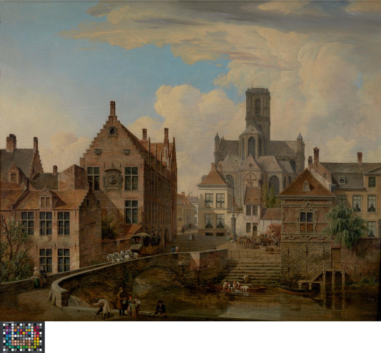 Sankt Bavos katedral och Reepkanalen i Gent av Pieter Frans De Noter