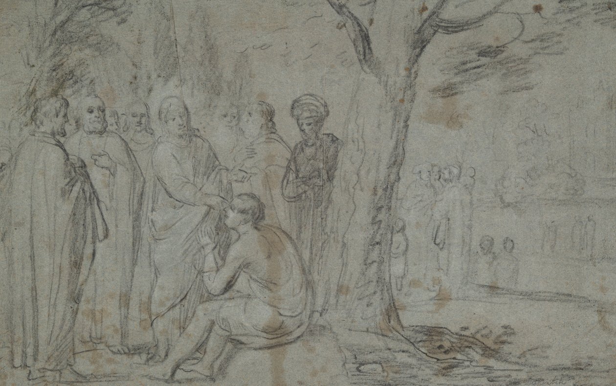 Kristus helar den blinde mannen (recto); Venus och Amor (verso) av Pieter Fransz. de Grebber
