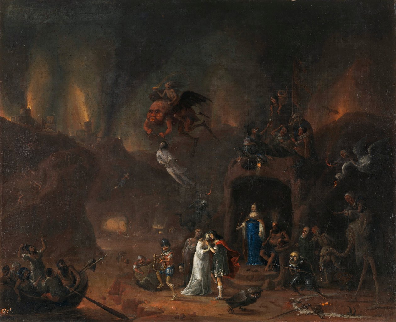 """Orphee et Eurydice aux enfers"" (Orpheus and Eurydice in the Hell) Peinture de Pieter Fris (1627-1706) 1652 Dim 61x77 cm Museo del Prado, Madridswedish av Pieter Fris