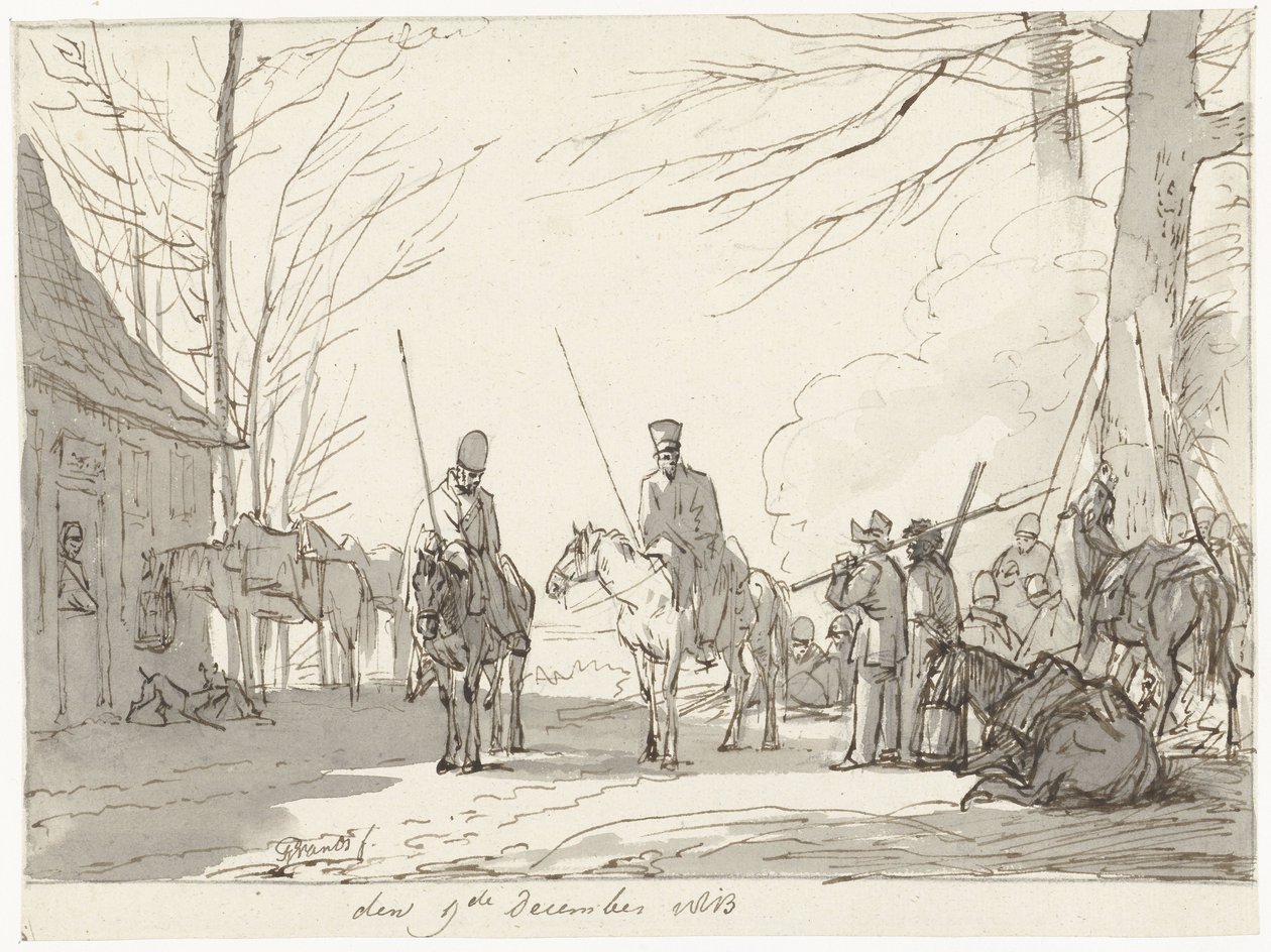 Kosackernas bivack den 9 december 1813 av Pieter Gerardus van Os (signed by artist)