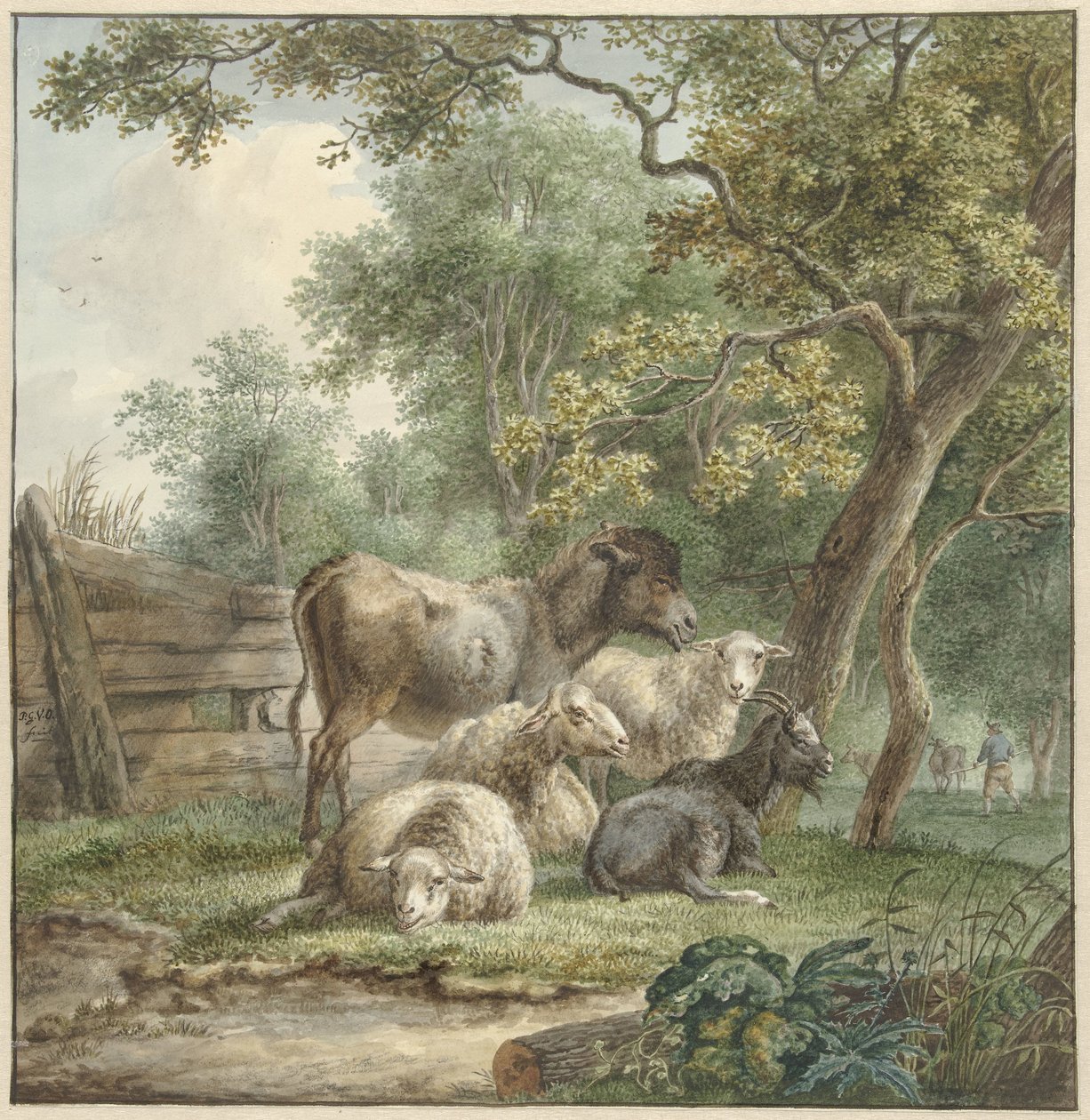 Boskap i en fruktträdgård av Pieter Gerardus van Os