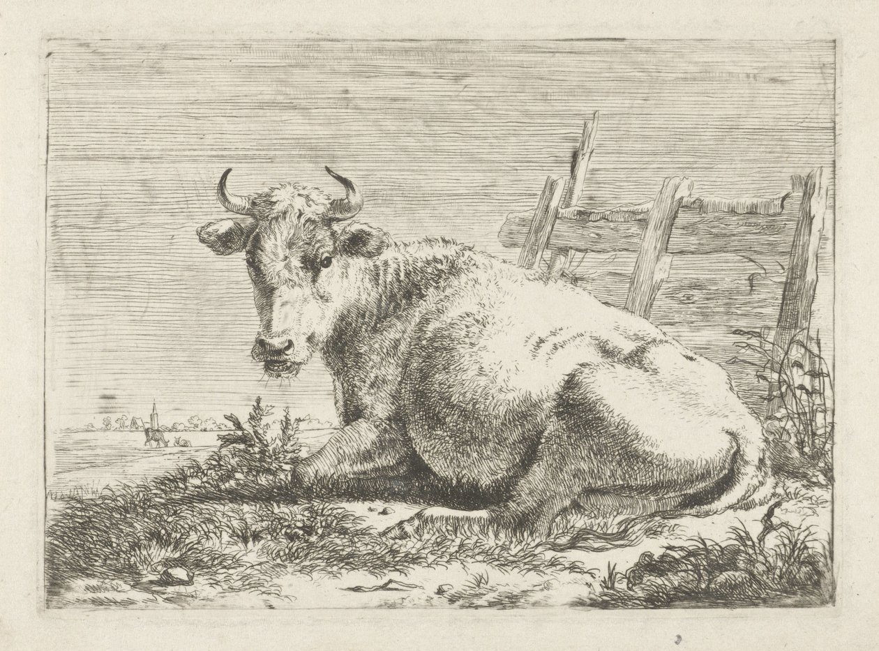 Liggande ko vid ett staket Kor (serietitel) av Pieter Gerardus van Os