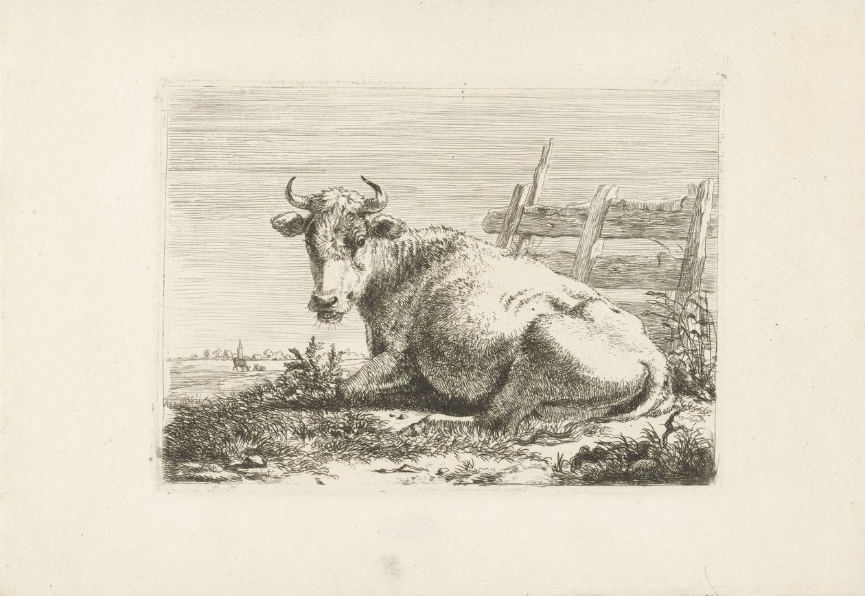 Liggande ko vid ett staket Kor (serietitel) av Pieter Gerardus van Os