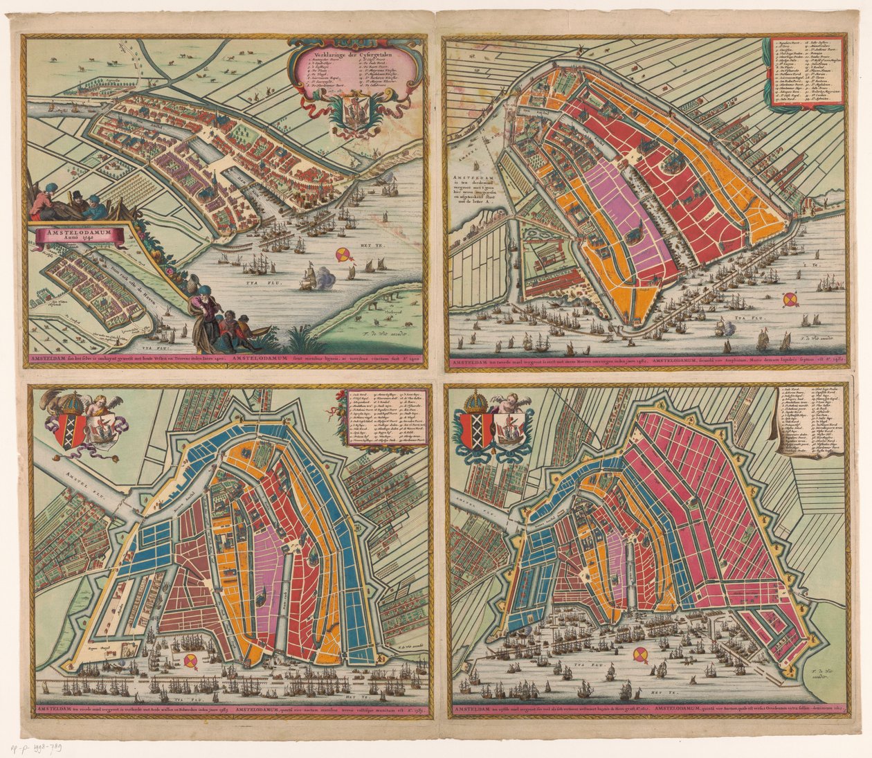 Fyra kartor över Amsterdam från 1400 till 1612 Amsteldam soo het selve has been omhaynt (...) (titel på objekt) Amsterdam för det andra förstoras mael först med sten Mueren inden jaere 1482 (...) (titel på objekt) Amsterdam fyra av Pieter Hendricksz. Schut (possibly)