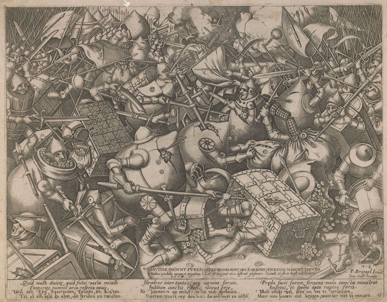 Fight of the Money-Bags and the Coffers, c. 1560 av Pieter Heyden van der