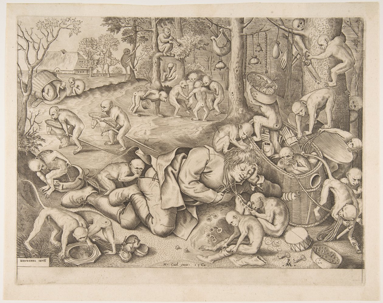 Köpmannen rånad av apor, 1562 av Pieter Heyden van der