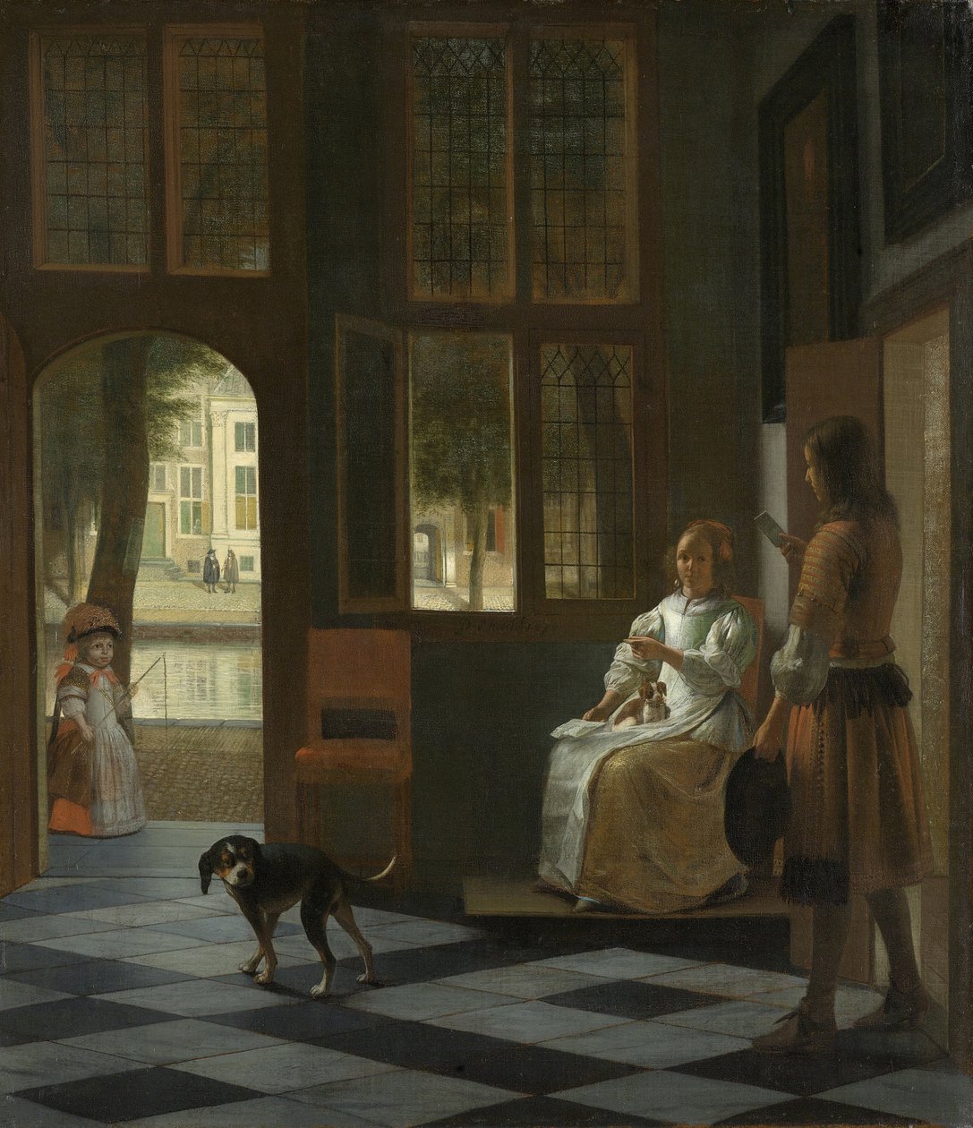 En kvinna som regisserar en ung man med ett brev, 1670 av Pieter Hooch de