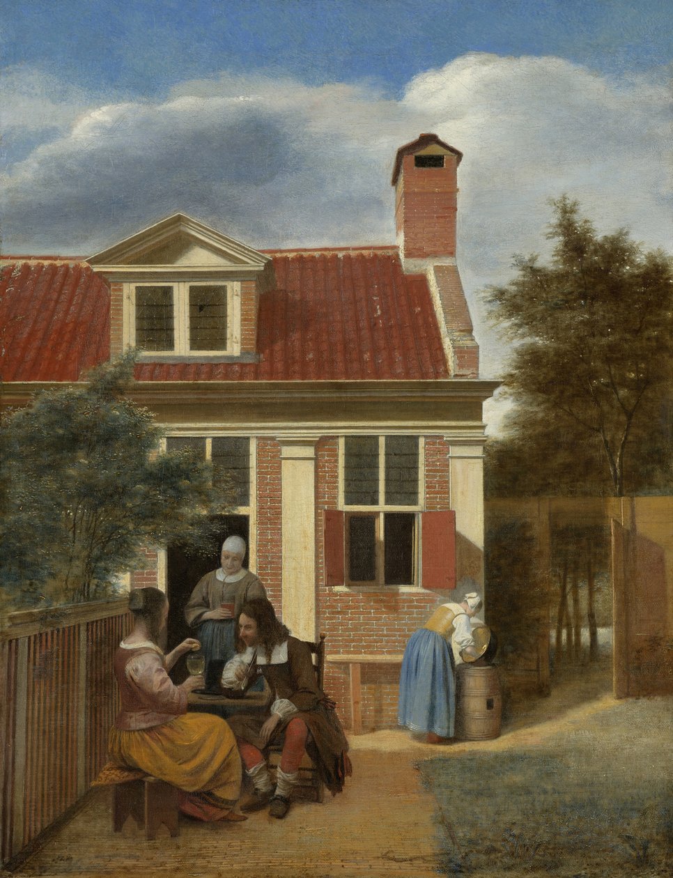 Ett företag på gården bakom ett hus, 1663-1665 av Pieter Hooch de