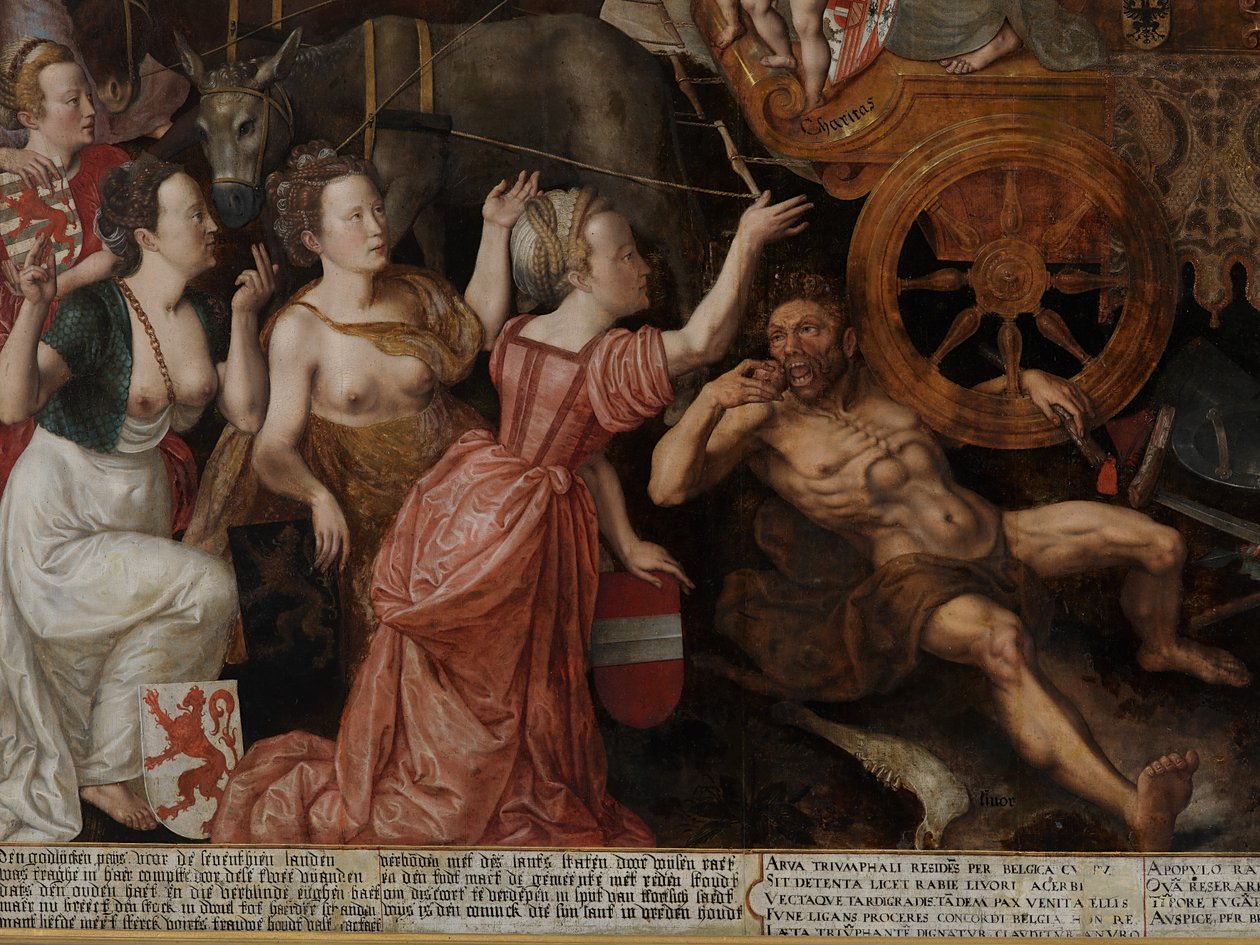 Detalj av allegori om 1577 års fred i de låga länderna av Pieter II Claeissens