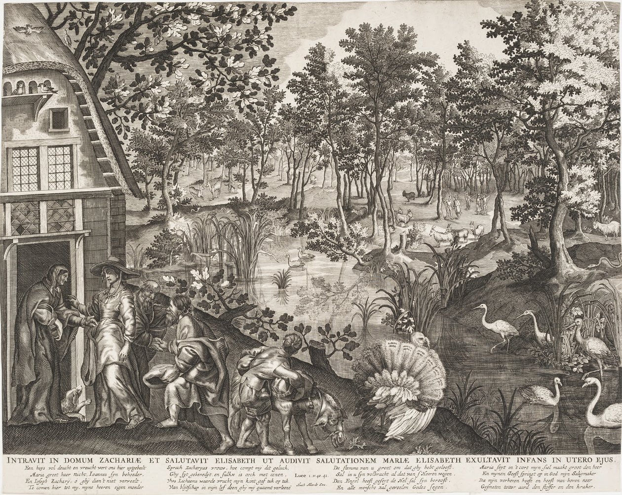 Besöket i ett skogslandskap av Pieter II de Jode