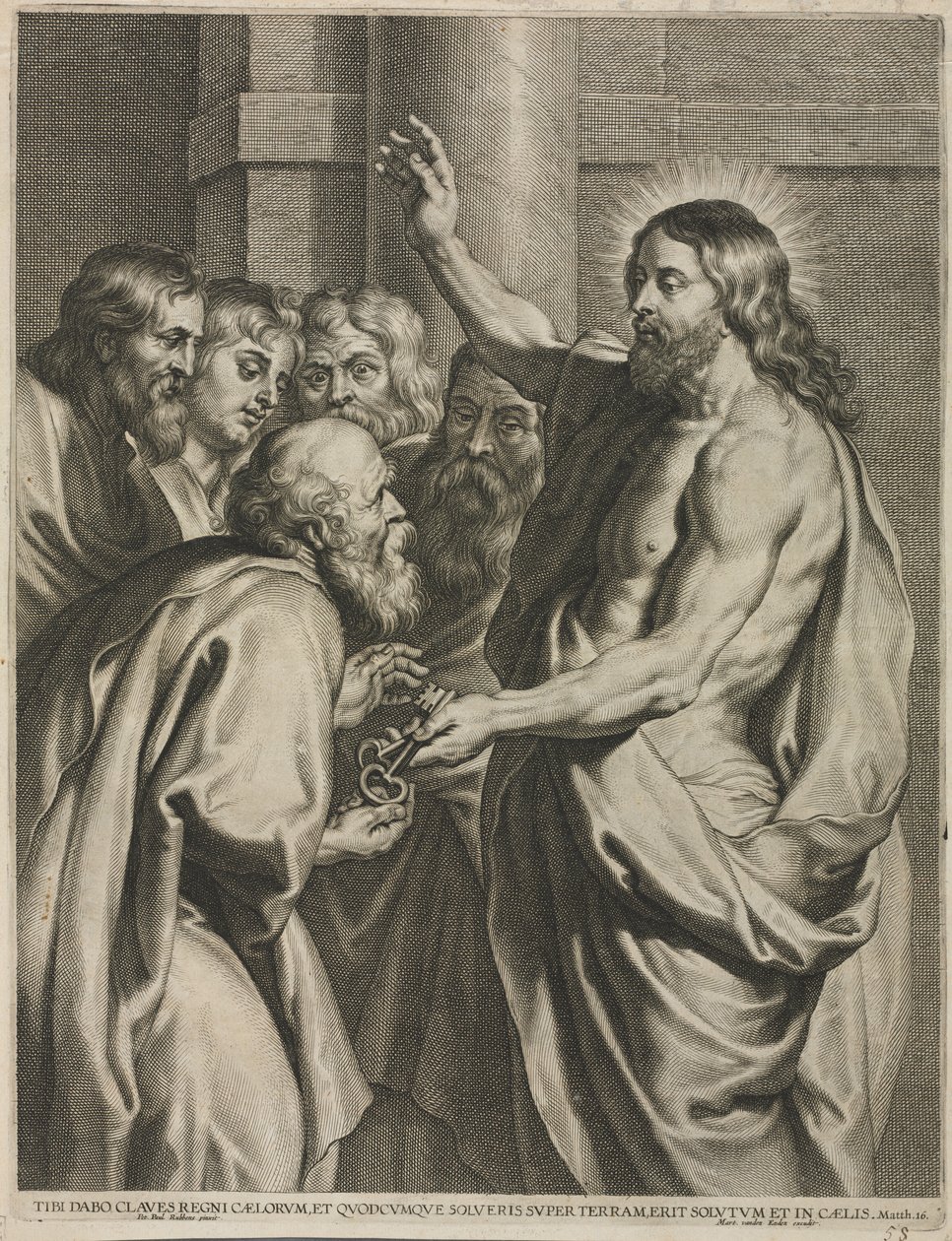 Kristus ger nycklarna till Petrus av Pieter I de Jode