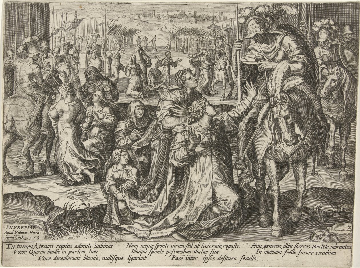 Försoning mellan sabinerna och romarna Avbildningar från romersk historia (serietitel) av Pieter Jalhea Furnius