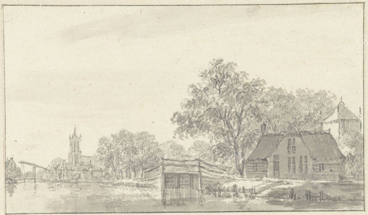 Byutsikt med floden av Pieter Jan van Liender