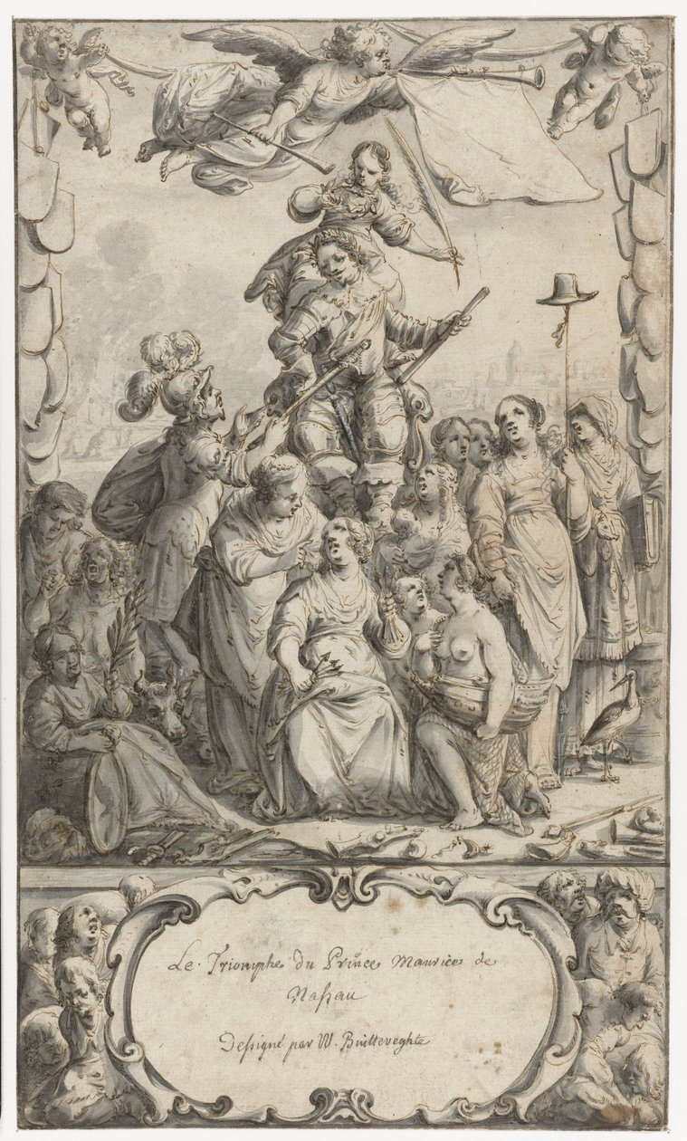 Frontispice Design för Frederick Hendrick van Nassauw av Pieter Jansz