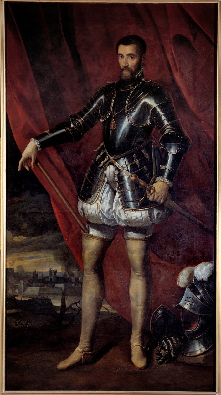 Hellängdsporträtt av Francois de Lorraine, hertig av Guise (1519-1563) Målning av Pieter Pourbus (1523-1584) (ec.flam.) 1600-talets Nancy, Musee des Beaux Arts av Pieter Jansz. Pourbus