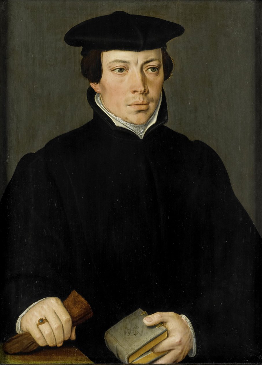 Porträtt av en ung präst, ca 1535-84 (olja på pannå) av Pieter Jansz. Pourbus