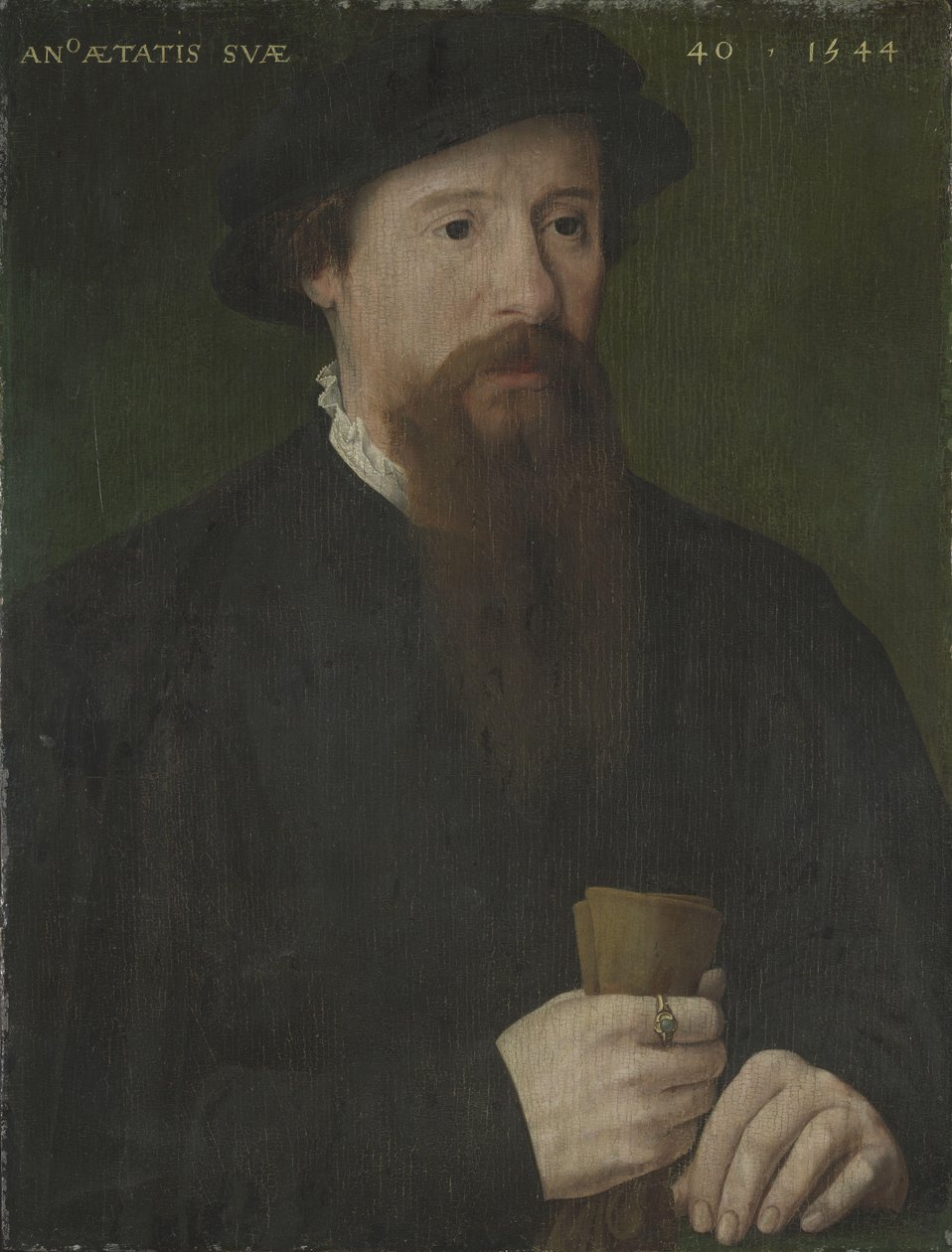 Porträtt av en man som håller sina handskar av Pieter Jansz. Pourbus