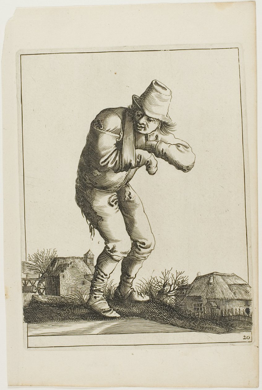 Tramp with a Sling, från T is al verwart-gaern (Det är redan förvirrande) av Pieter Jansz. Quast